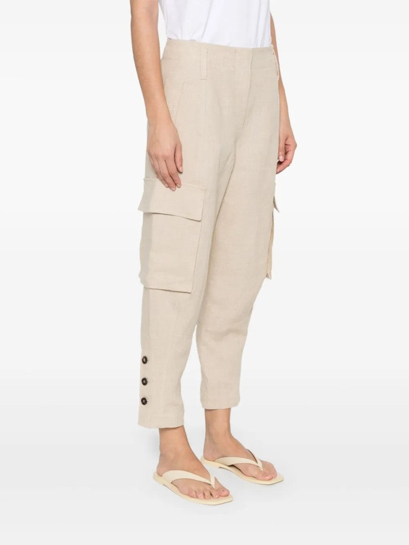 Brunello Cucinelli Relaxed Fit Linen Pants With Tapered Leg