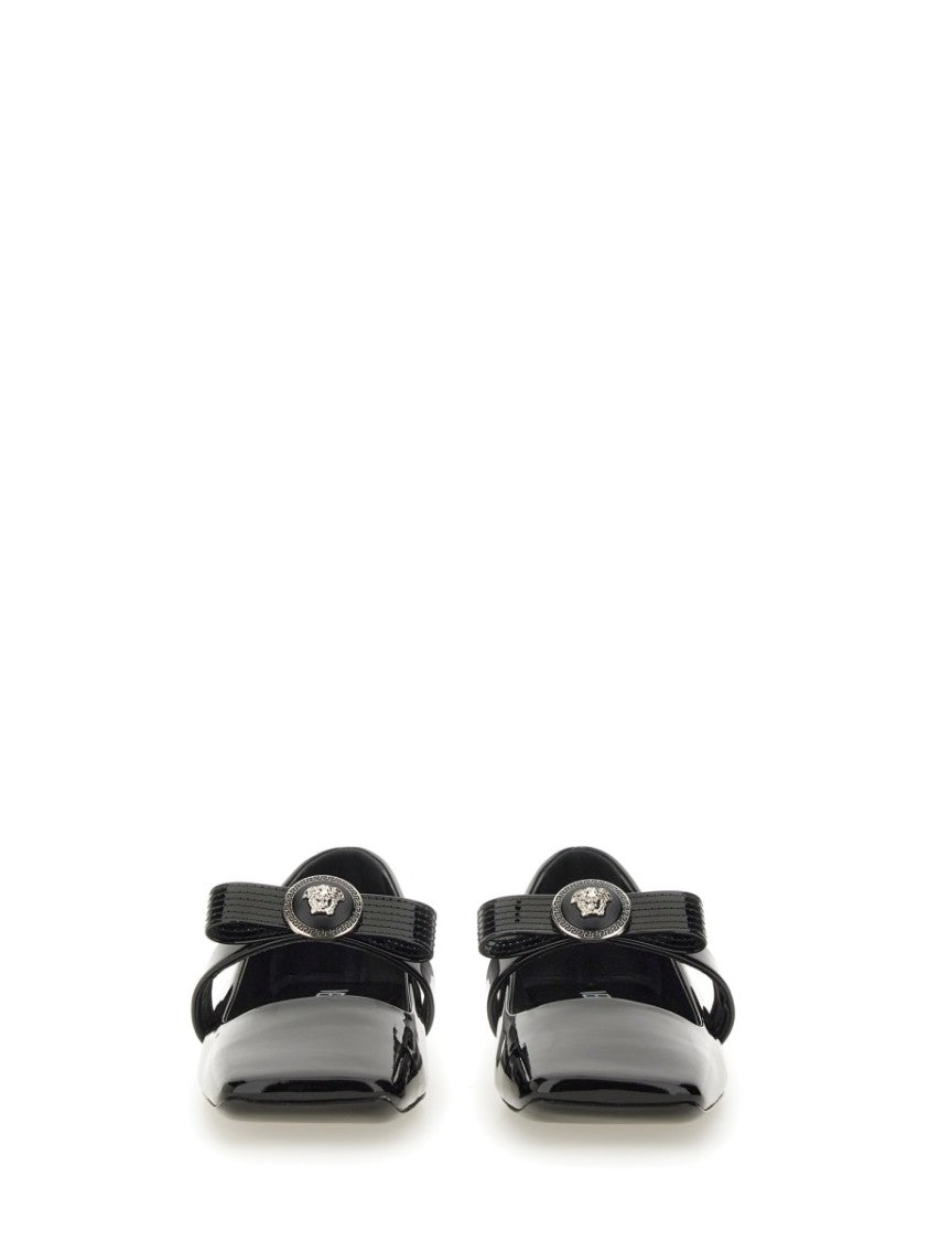 Versace Patent Leather Ballerina "Gianni Ribbon"
