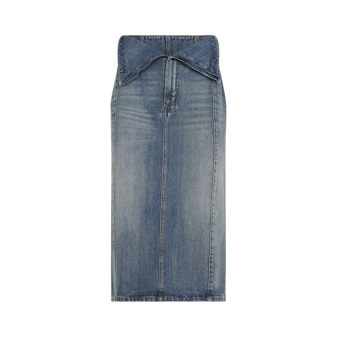 Alexander Mcqueen Blue Cotton Midi Skirt