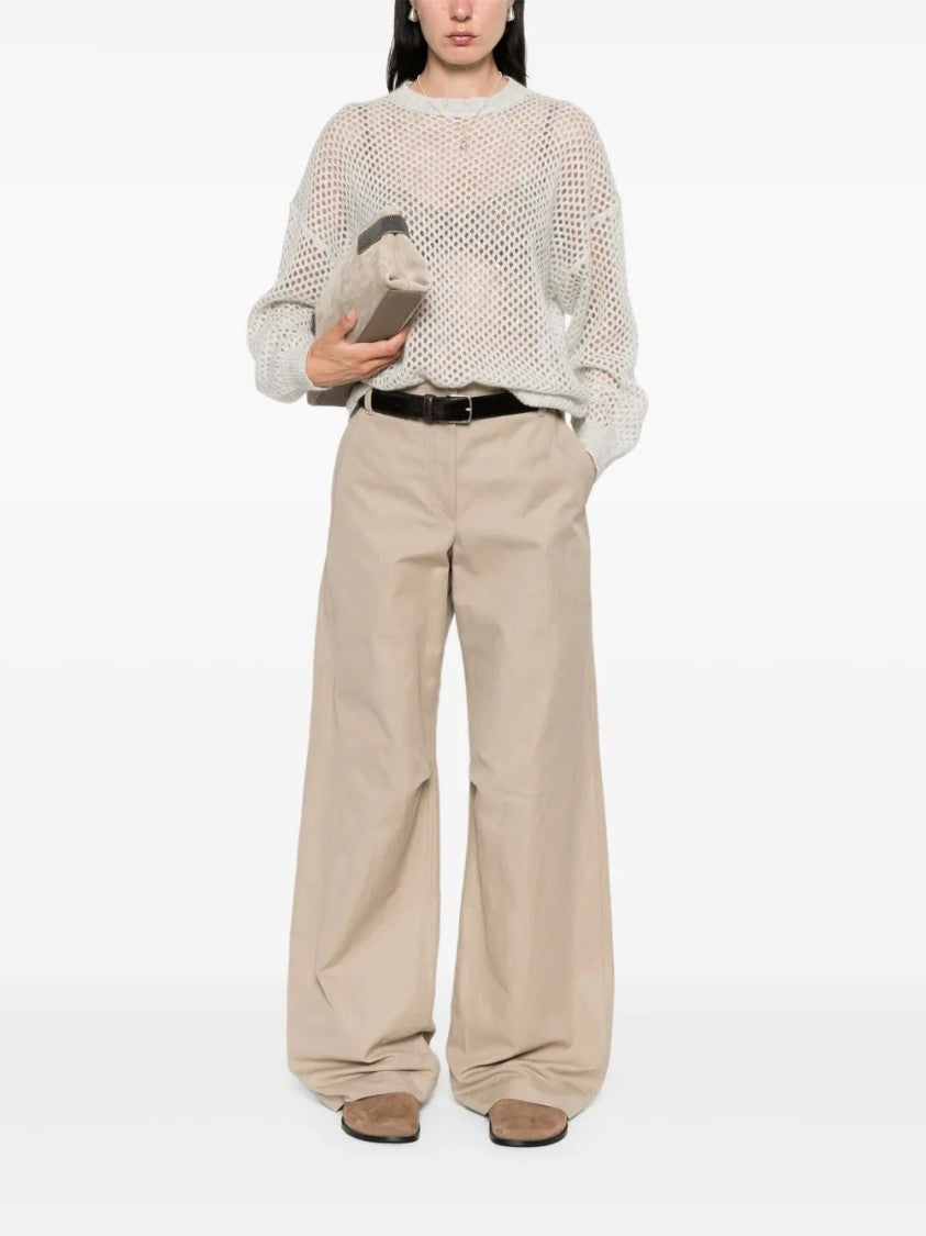 Brunello Cucinelli Open-Weave Knit Sweater With Relaxed Fit