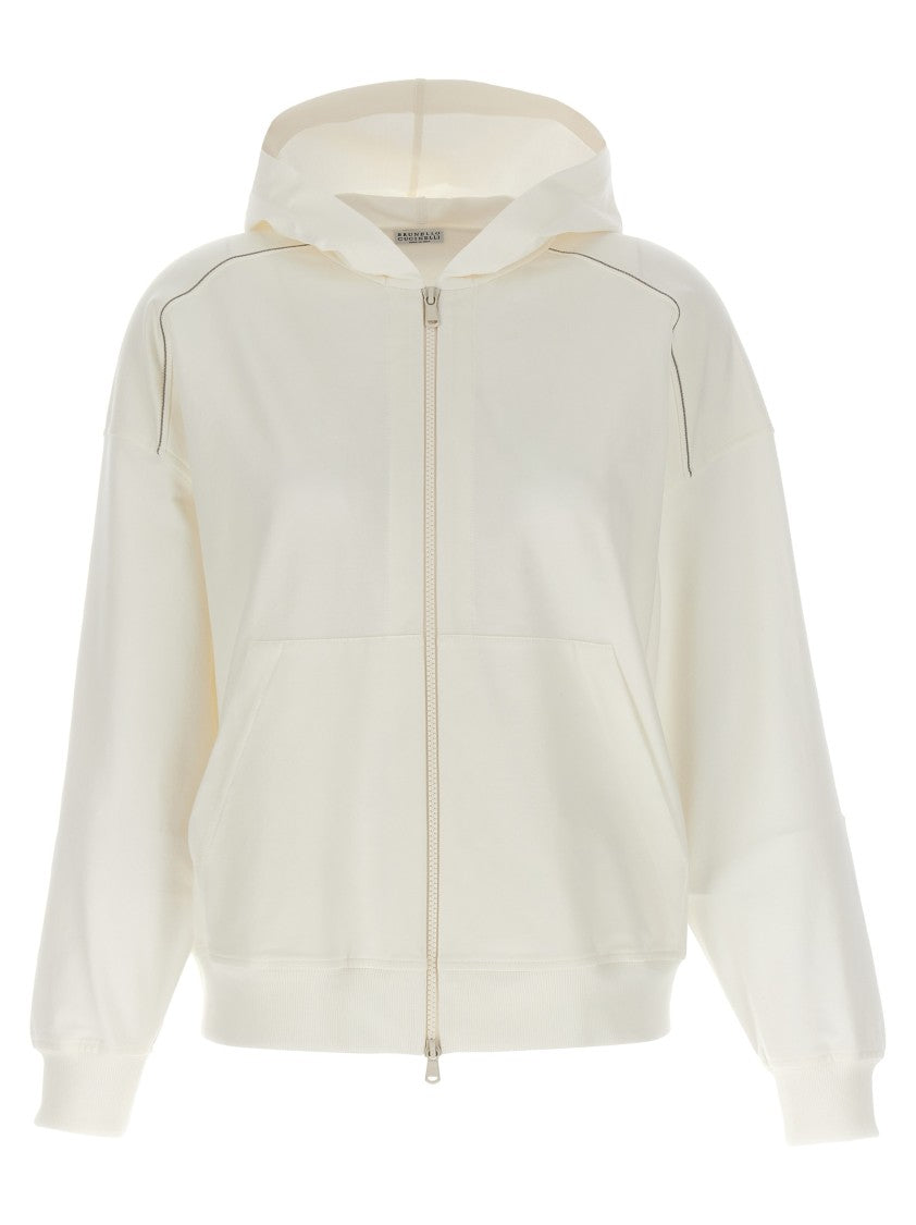 Brunello Cucinelli Gauze Cotton Hoodie With Monile Detail