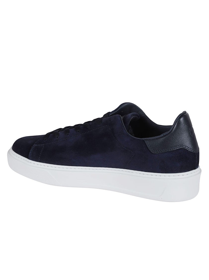 Woolrich Black Leather Low-Top Sneakers With Textured Accents