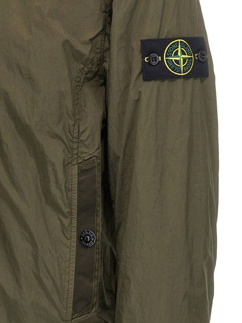 Stone Island High Neck Green Jacket With Two-Way Zip