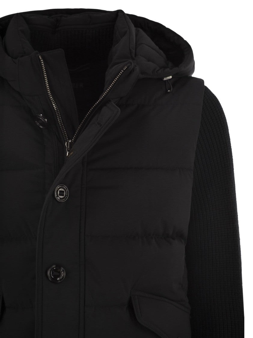 Moorer Foscolo-Knm - Bomber Jacket With Knitted Sleeves