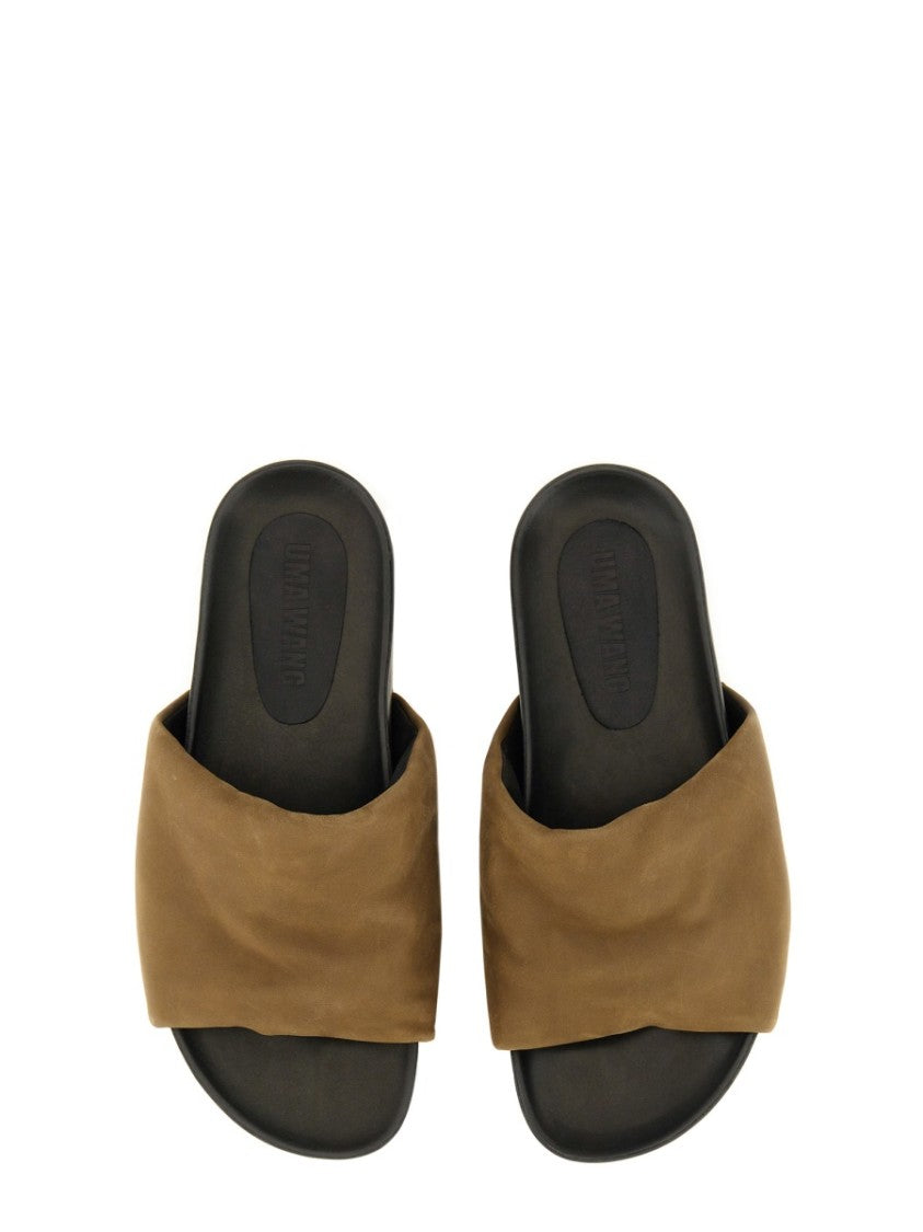 Uma Wang Brown Leather Sandals With Padded Strap