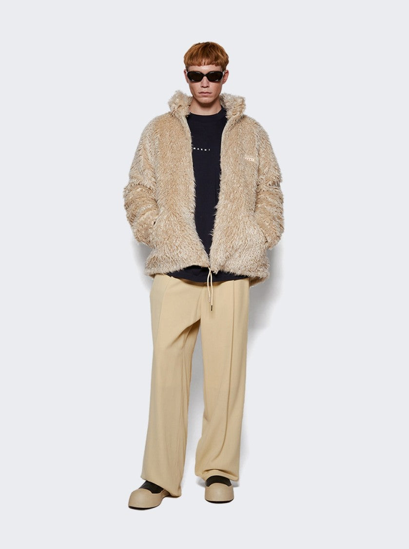 Marni Shaggy Jacket With Detachable Hood And Boxy Fit