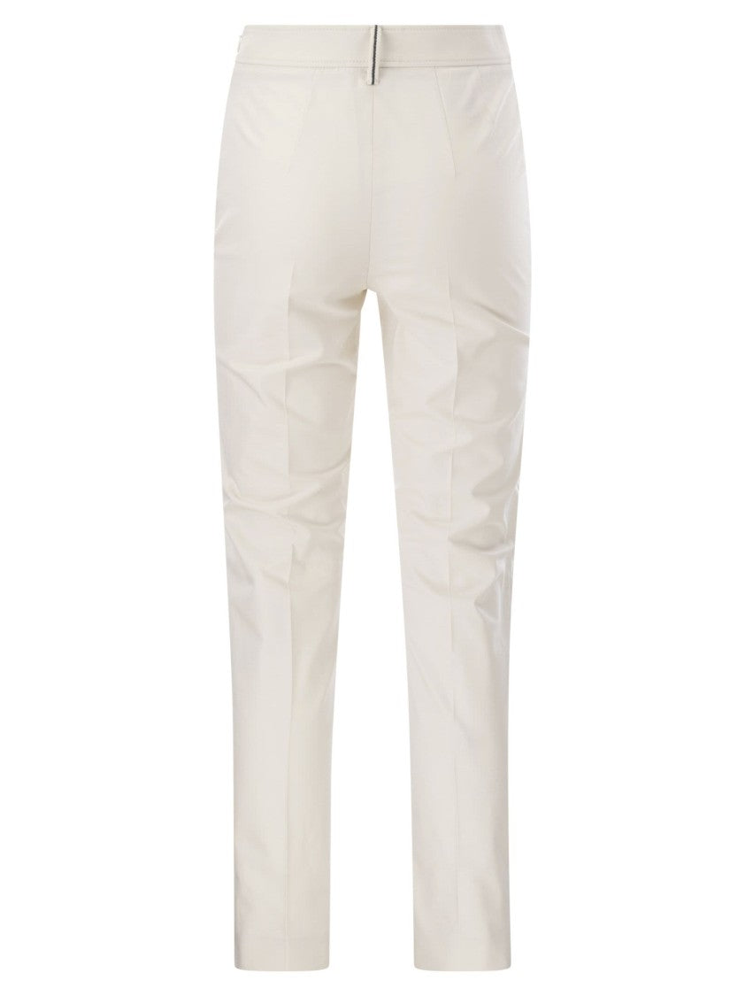 Brunello Cucinelli Cotton Twill Capri Trousers With Necklace