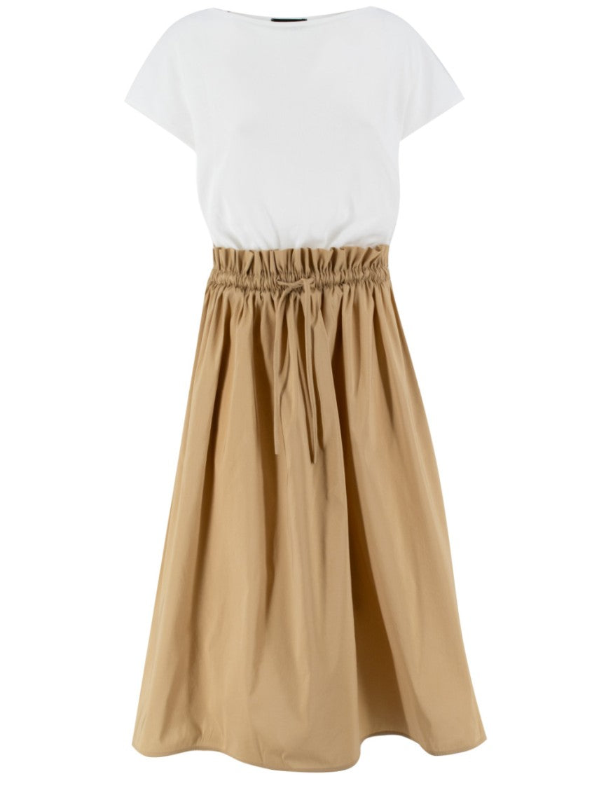 Fabiana Filippi Bi-Colour Cotton Dress With Elastic Waistband