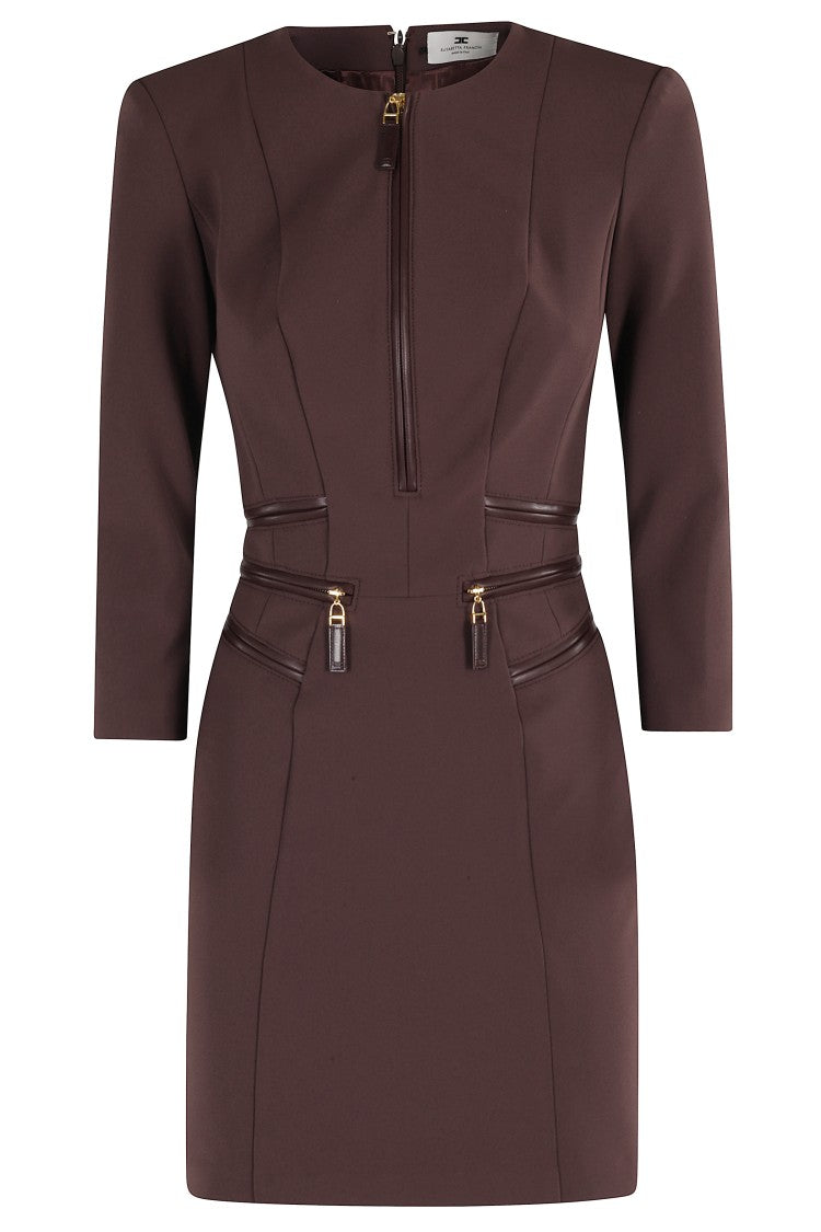 Elisabetta Franchi Merlot Midi Dress With Zipper Detailing