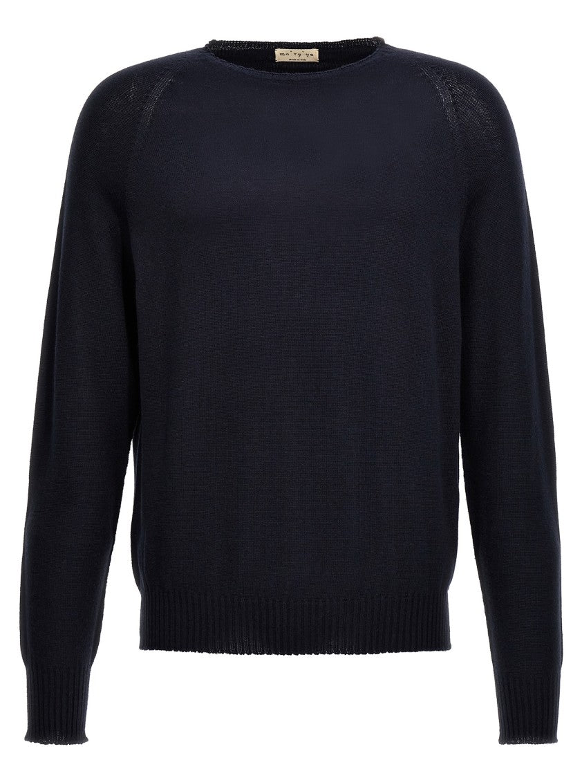 Ma'ry'ya Crew-Neck Knit Sweater In Cashmere-Cotton Blend