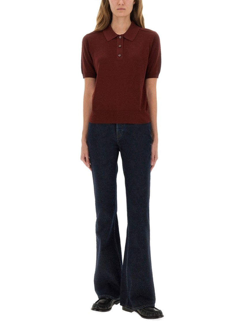 Burberry Brown Wool Polo With Classic Design