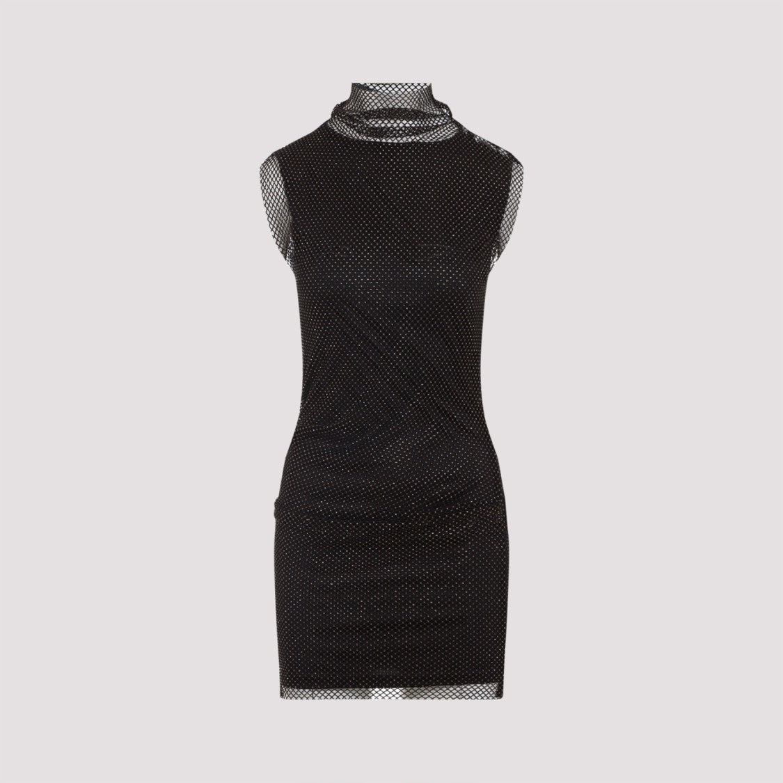 Sportmax Crystal-Embellished Black Dress With High Neckline