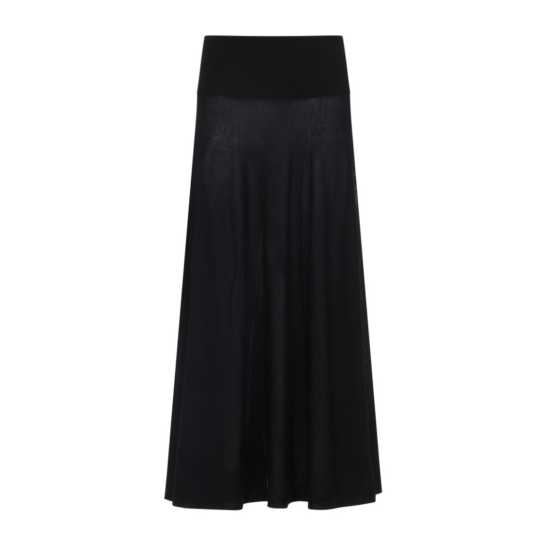 Alaïa Flared Design Black Virgin Wool Maxi Skirt