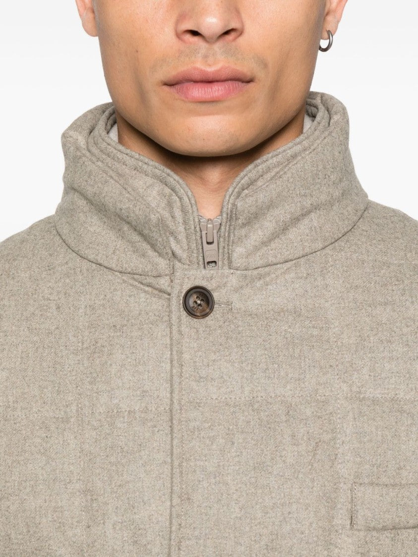 Fay Quilted Grey Jacket With Structured Silhouette