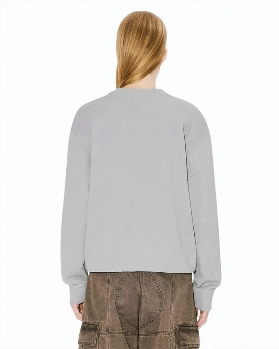 Kenzo Heather Grey Long-Sleeve Sweatshirt With Tiger Graphic
