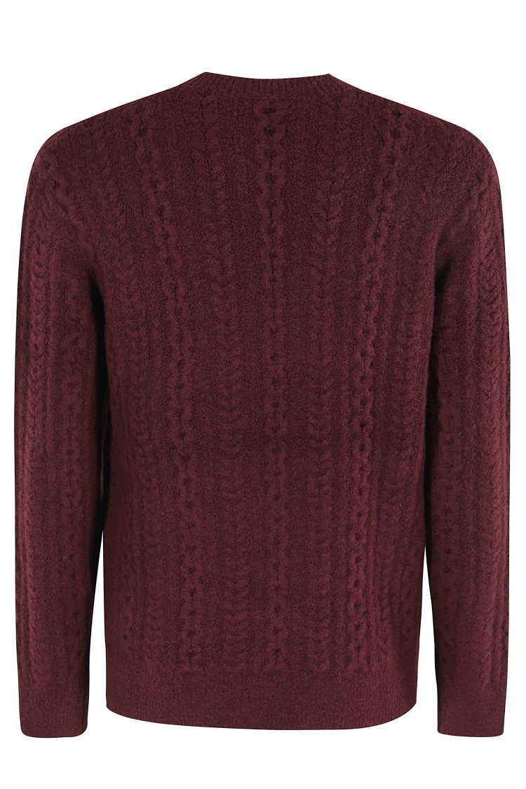Paolo Pecora Burgundy Textured Cable Knit Sweater