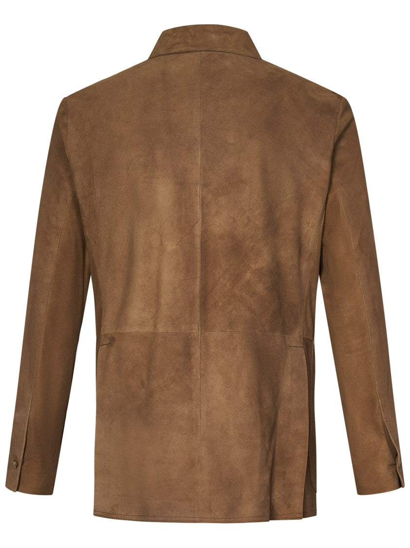 Franzese Collection Beige Double-Breasted Suede Jacket