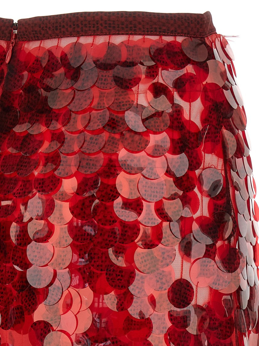 Fabiana Filippi Flared Mesh Skirt With All-Over Sequin Appliqué