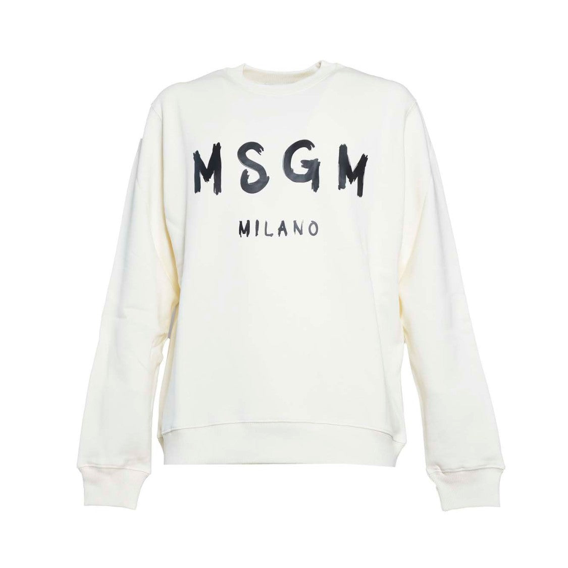 Msgm Cream Cotton Crewneck Sweatshirt