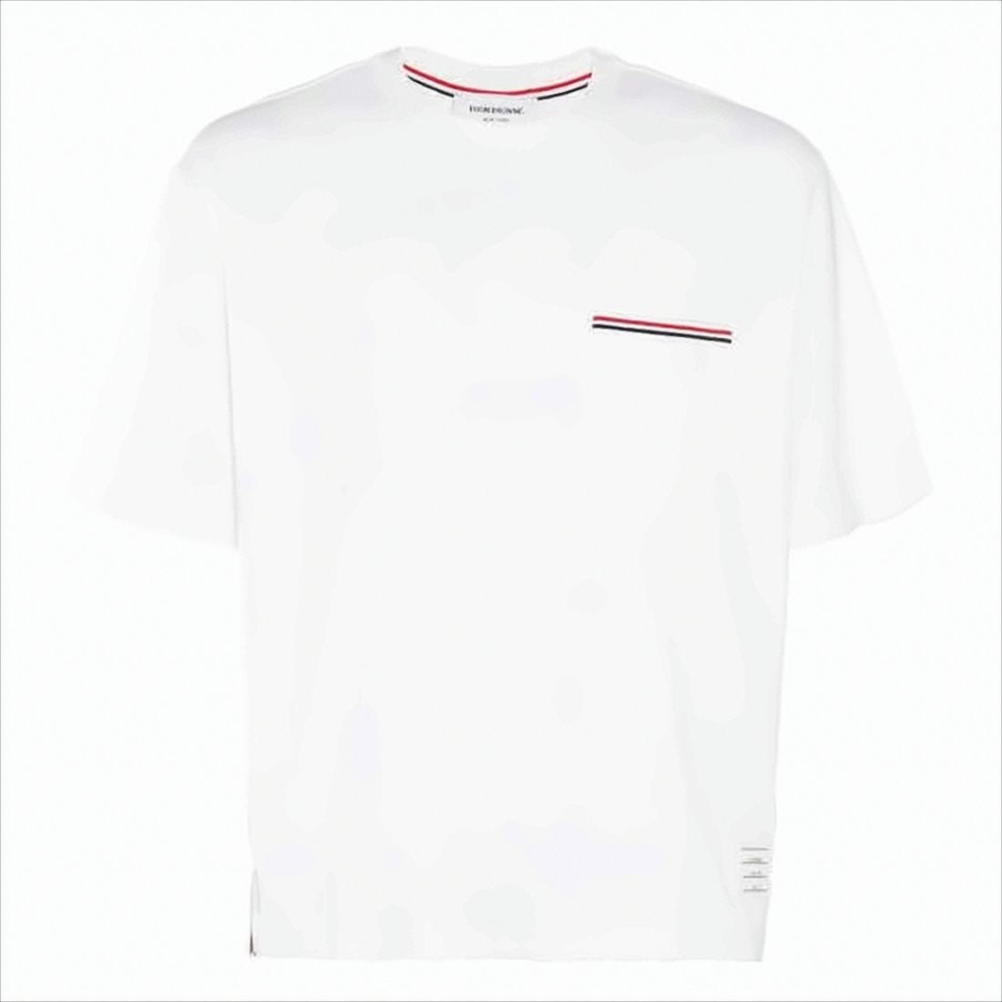 Thom Browne White Short-Sleeve T-Shirt With Striped Pocket Accents