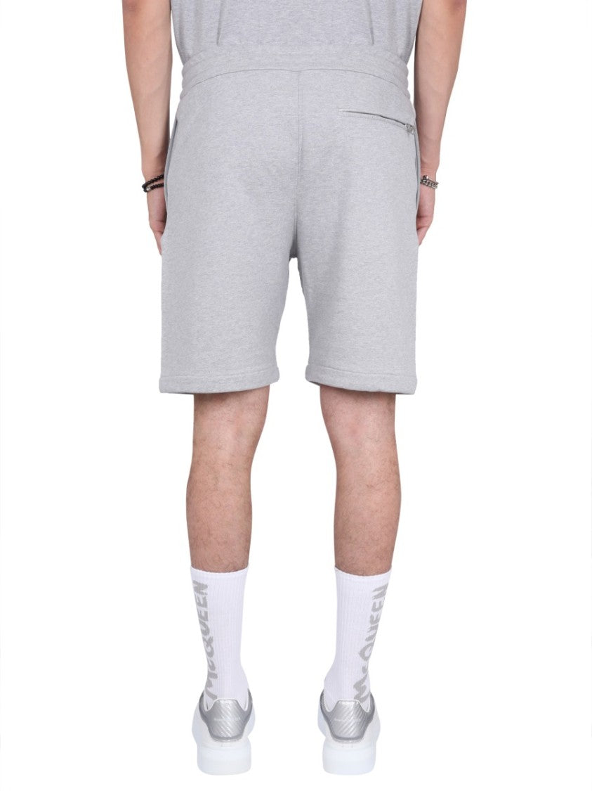 Alexander Mcqueen Bermuda Shorts With Graffiti Logo Print