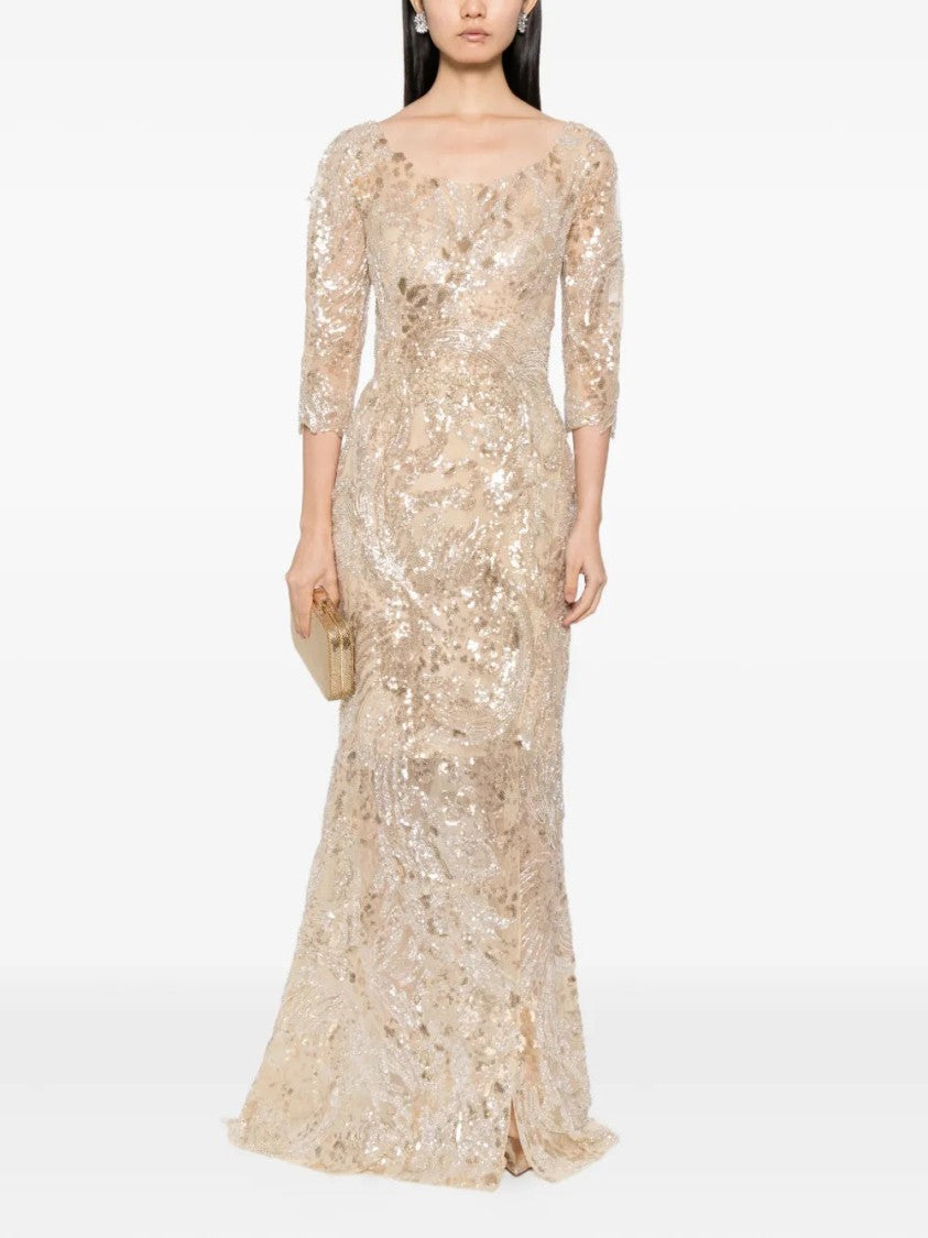 Saiid Kobeisy Embroidered Long Dress With Overskirt