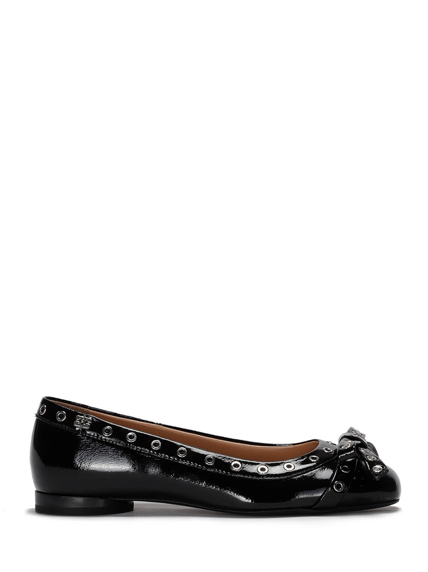 Ganni Eyelets Bow Ballerinas