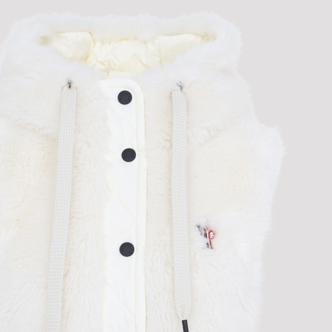Moncler Grenoble Feather Down Waistcoat With Plush Texture And Hood