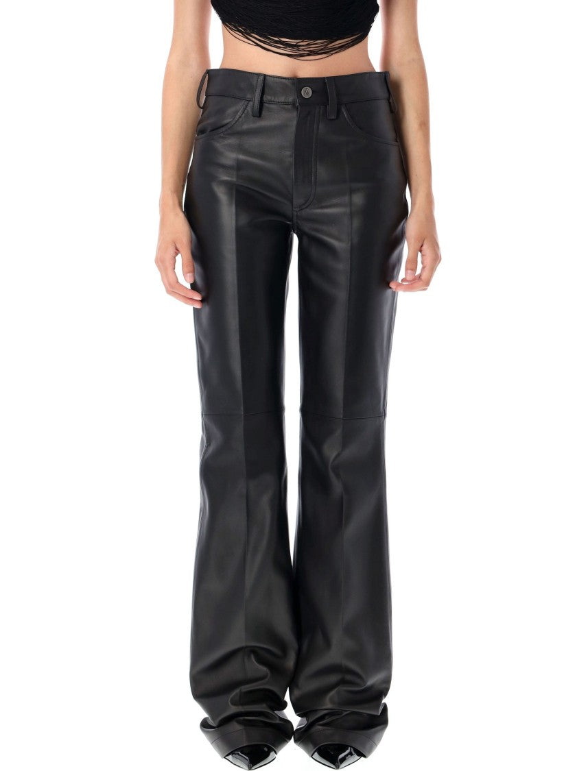 The Attico High-Waisted Black Leather Pants