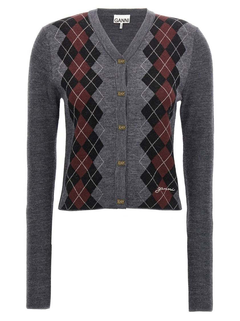 Ganni Fitted Wool Cardigan
