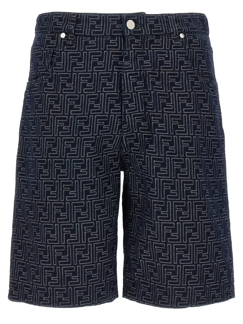 Fendi Jacquard Ff Bermuda Jeans