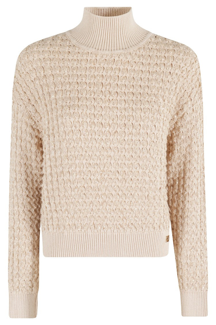 Elisabetta Franchi Cable Knit Tricot Sweater With Sequined Details