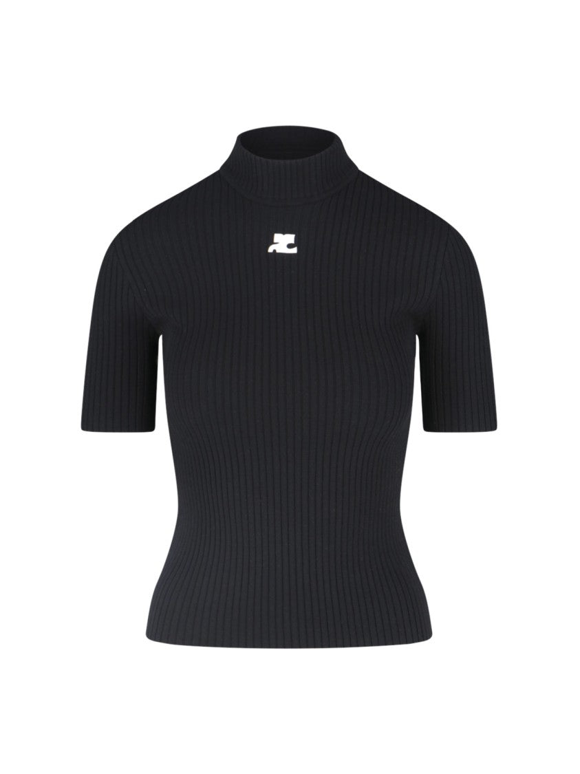 Courrèges "Reedition" Ribbed Top – Black
