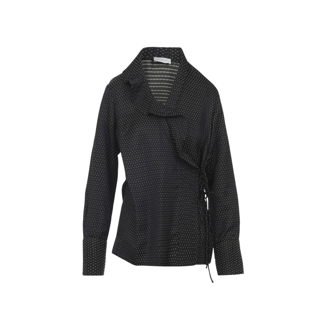 Dries Van Noten Calberton Shirt With Ruffled Neck And Geometric Pattern