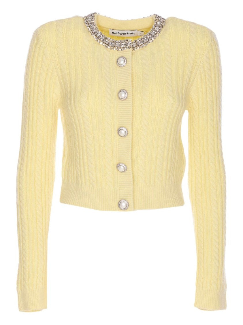Self-Portrait Yellow Alpaca Cardigan