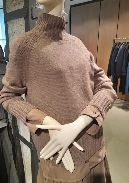 Max Mara Turtleneck Brown Wool Sweater With Raglan Sleeves