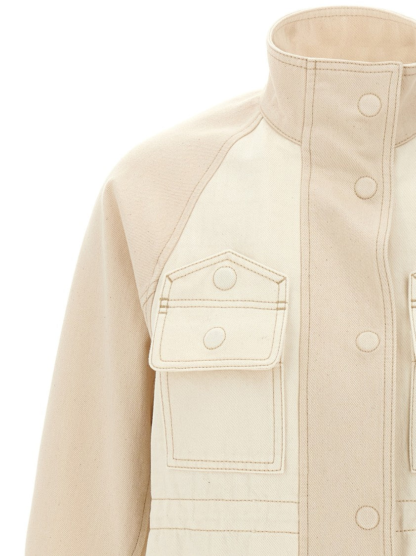 Fendi Two-Tone Cotton Denim Parka