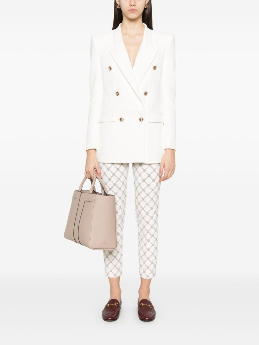 Elisabetta Franchi Light Beige Trousers With Geometric Pattern