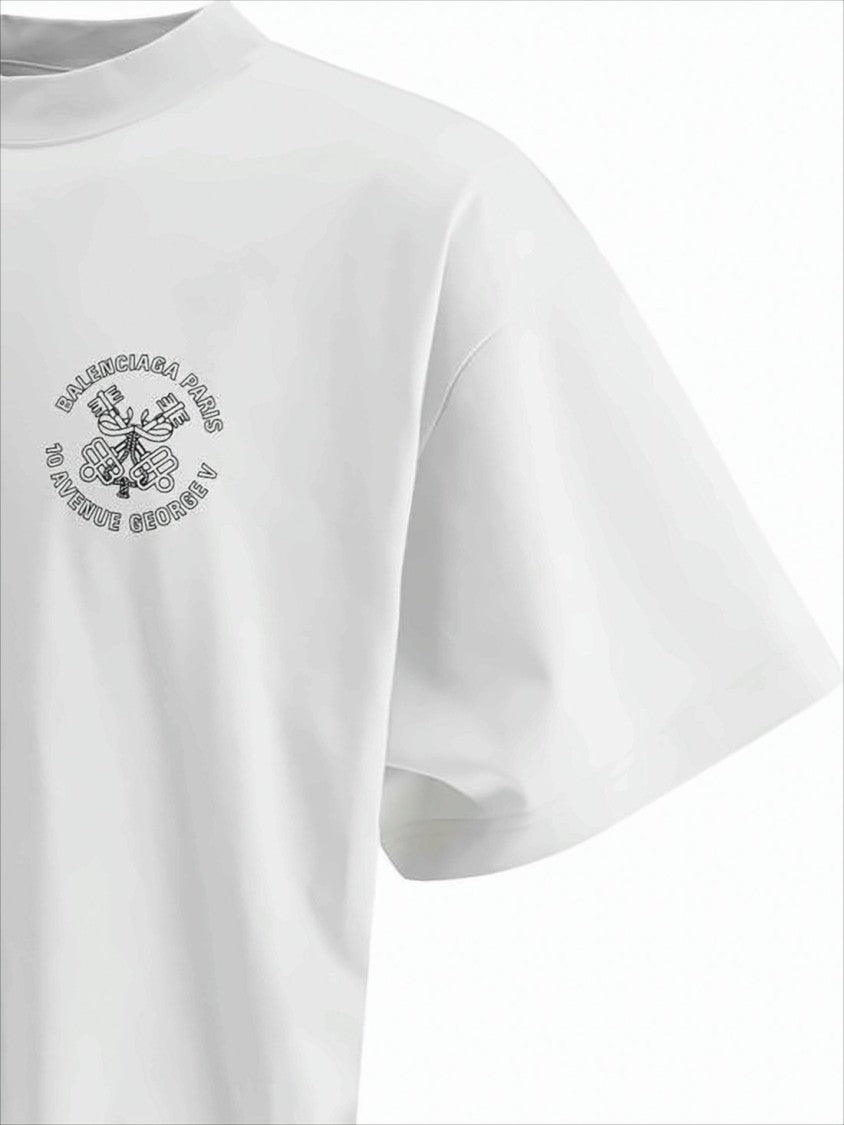 Balenciaga Relaxed-Fit White T-Shirt With Emblems
