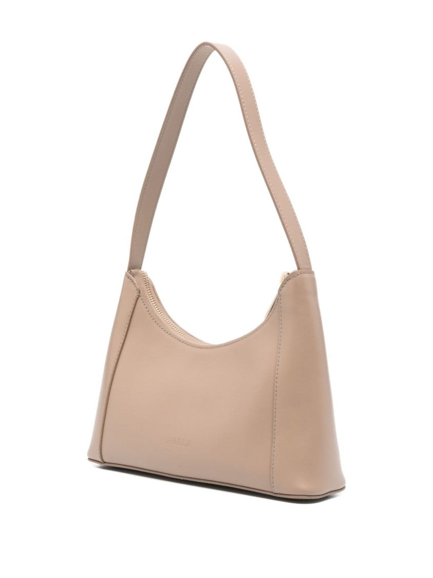Furla Leather Shoulder Bag With Gold-Tone Logo Plaque