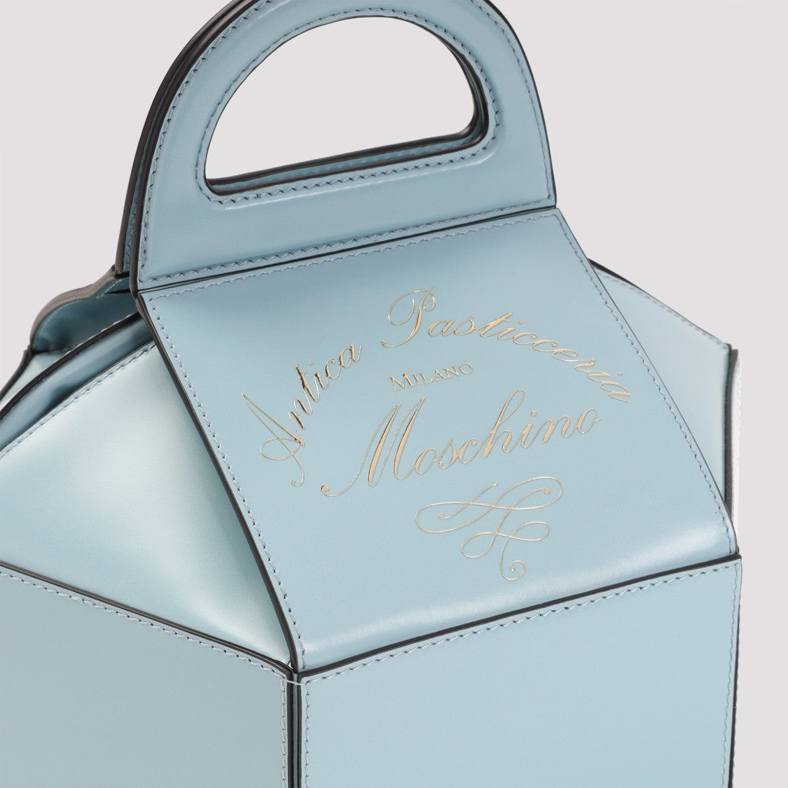 Moschino Structured Blue Leather Handbag With Silhouette