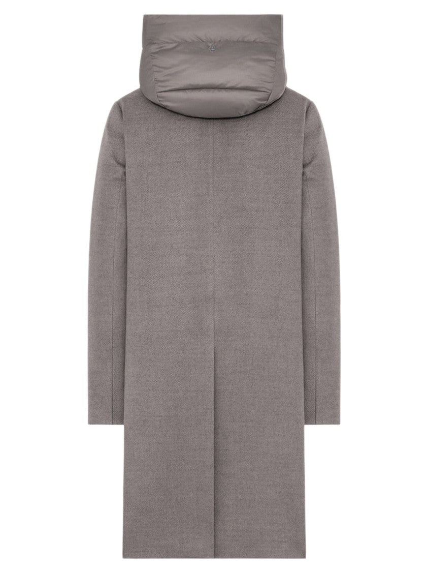 Duno Technical Wool Coat With Down Insulation And Detachable Hood
