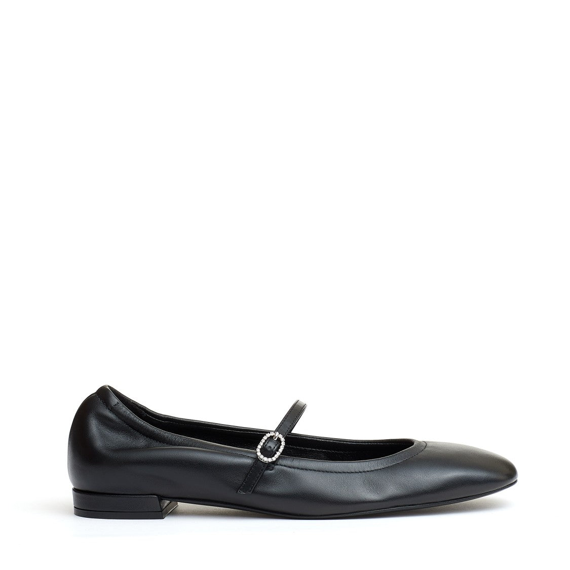 Stuart Weitzman Ballerina With Strap Black Leather