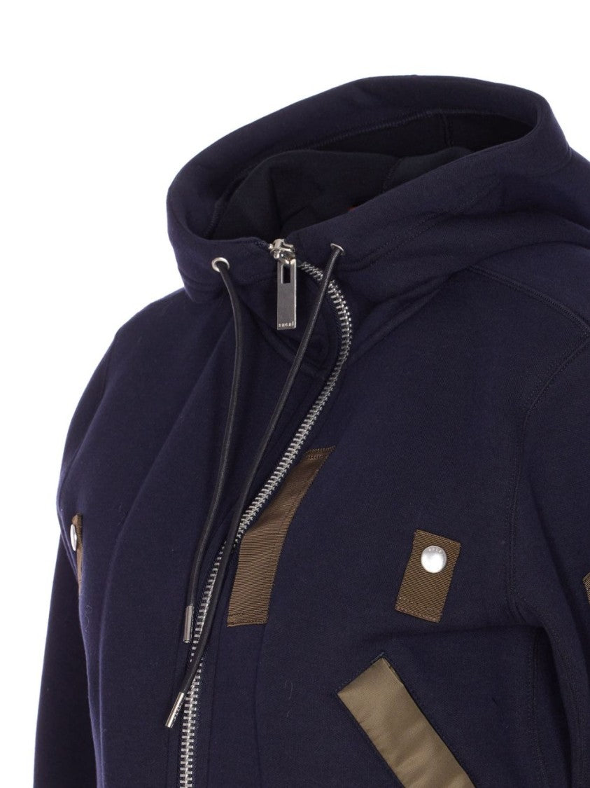 Sacai Hoodie-Style Sweater With Navy And Olive Accents