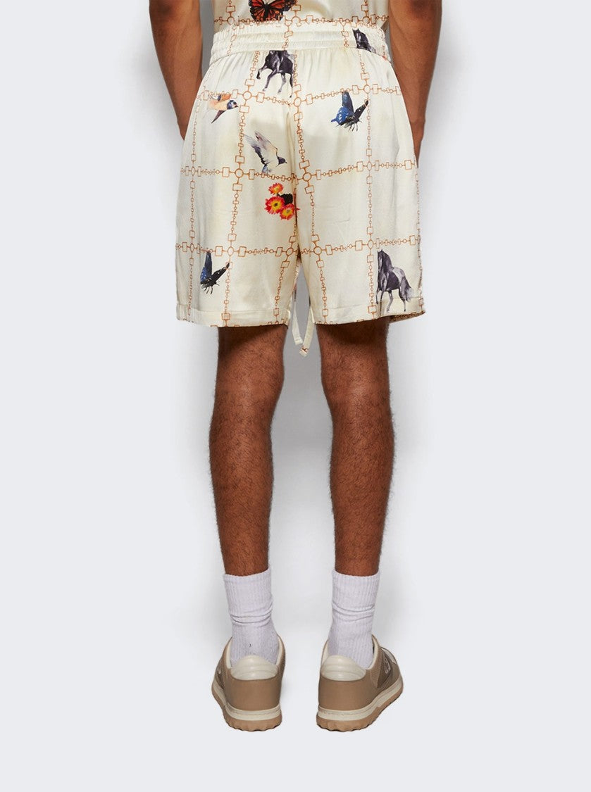 Nahmias Wildlife Silk Shorts Ivory