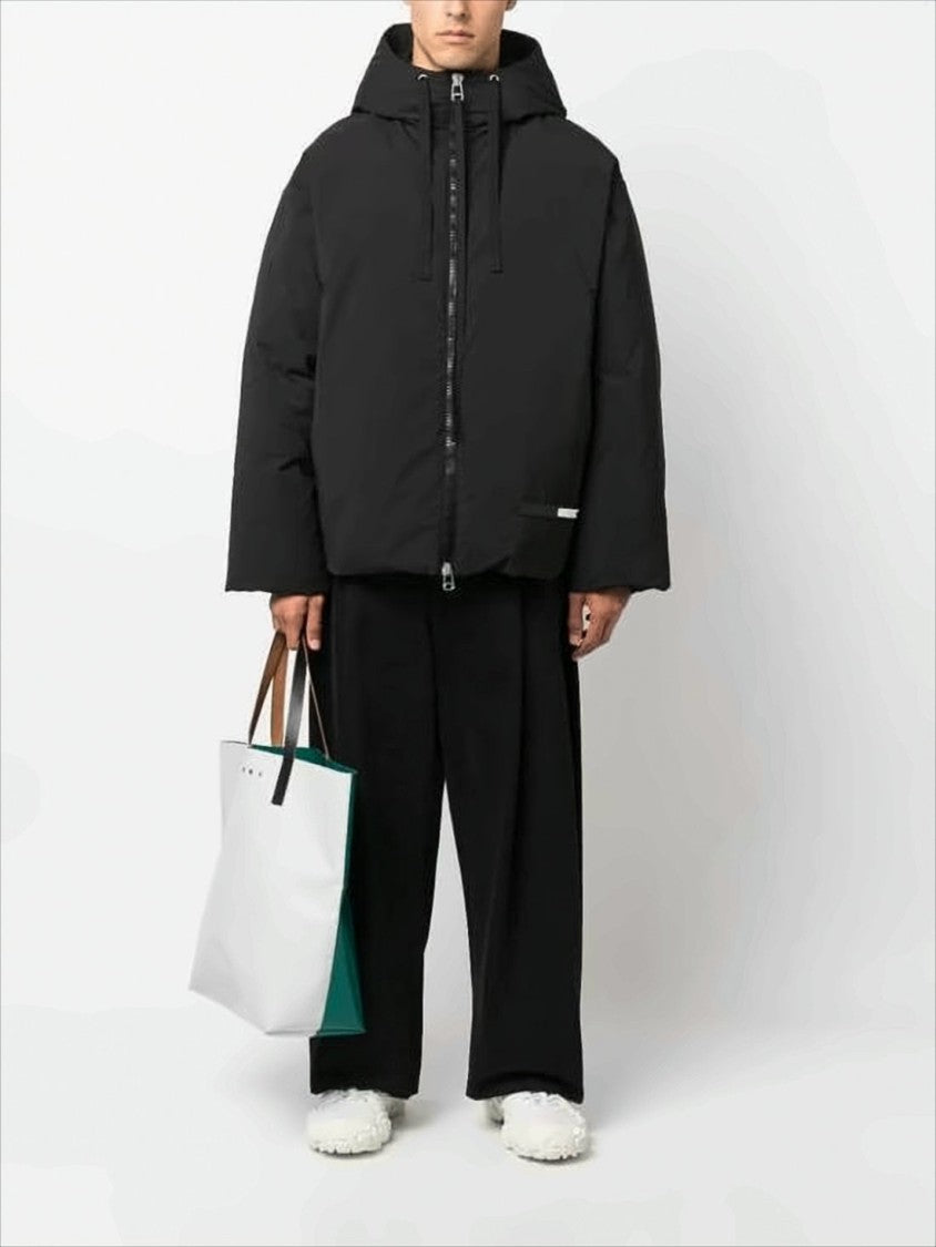 Oamc Boxy Black Padded Jacket With High Collar