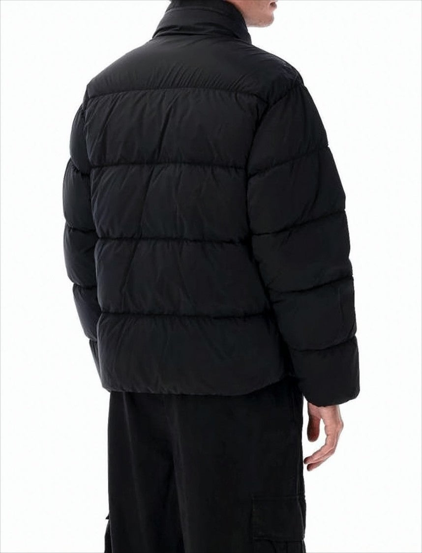 C.P. Company Quilted Down Jacket With High Collar And Logo Patch
