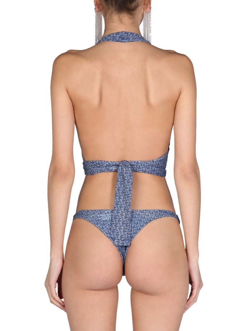 Magda Butrym Bikini Top With All Over Logo