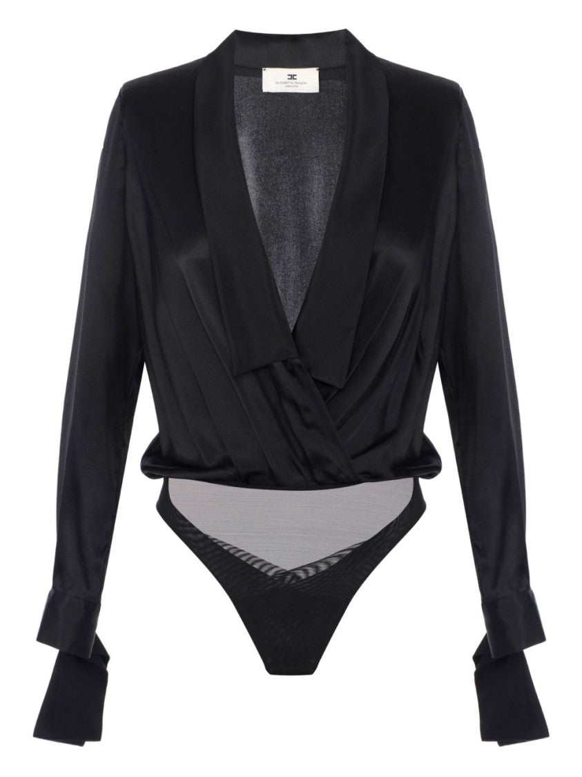Elisabetta Franchi Deep V-Neck Silk Blend Bodysuit