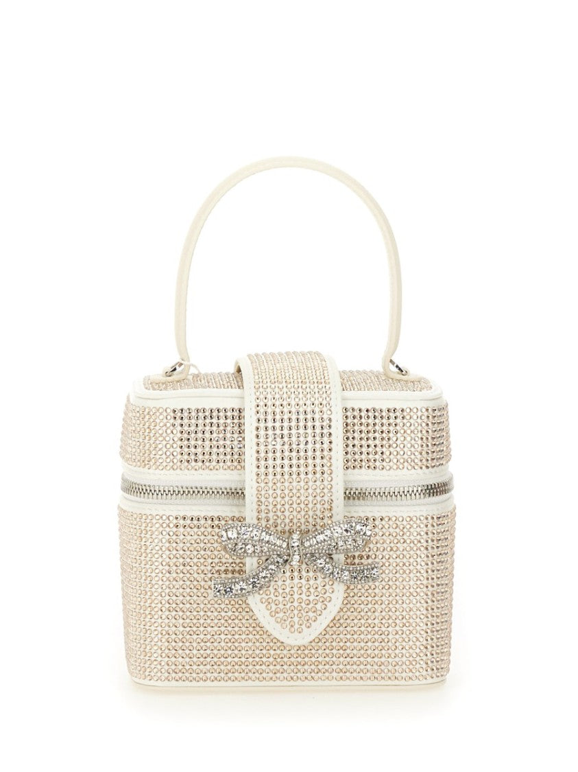 Self-Portrait Structured Satin Beauty Case With Rhinestone Embellishments